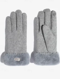 Women's Winter Fleece-Lined Touchscreen Gloves with Heart Detail – Warm and Stylish for Outdoor Cold Weather, Perfect Gift Idea