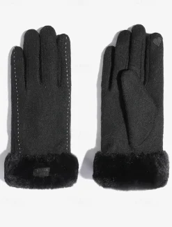 Women's Winter Fleece-Lined Touchscreen Gloves with Heart Detail – Warm and Stylish for Outdoor Cold Weather, Perfect Gift Idea