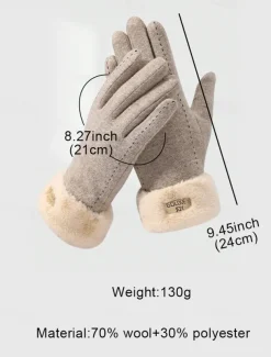 Women's Winter Fleece-Lined Touchscreen Gloves with Heart Detail – Warm and Stylish for Outdoor Cold Weather, Perfect Gift Idea