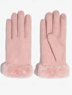 Women's Winter Fleece-Lined Touchscreen Gloves with Heart Detail – Warm and Stylish for Outdoor Cold Weather, Perfect Gift Idea