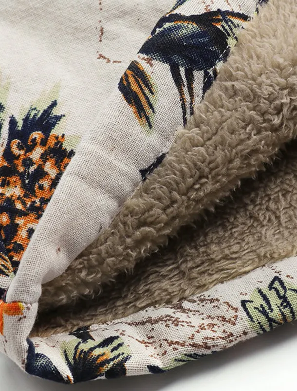 Women's Winter Jacket Fleece Jacket Sherpa Jacket Teddy Coat Daily Going out Fall Winter Regular Coat V Neck Loose Fit Warm Retro Casual Jacket Long Sleeve Trees / Leaves Pocket White Pattern Pink