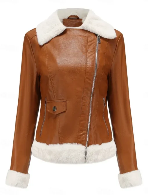 Women's Winter Jacket Fleece Jacket Warm Breathable Zipper Pocket Fleece Lined Casual Plain Vacation Street Daily Wear Going out Zipper Short Turndown Regular Fit Long Sleeve Outerwear Black Royal