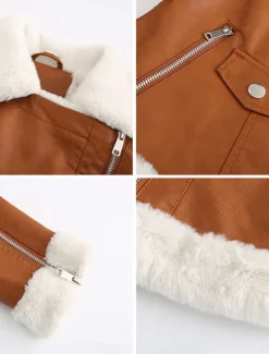 Women's Winter Jacket Fleece Jacket Warm Breathable Zipper Pocket Fleece Lined Casual Plain Vacation Street Daily Wear Going out Zipper Short Turndown Regular Fit Long Sleeve Outerwear Black Royal