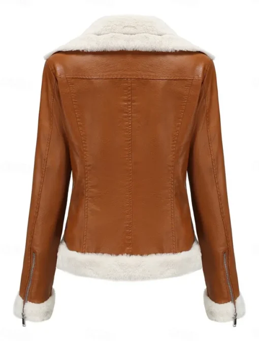 Women's Winter Jacket Fleece Jacket Warm Breathable Zipper Pocket Fleece Lined Casual Plain Vacation Street Daily Wear Going out Zipper Short Turndown Regular Fit Long Sleeve Outerwear Black Royal
