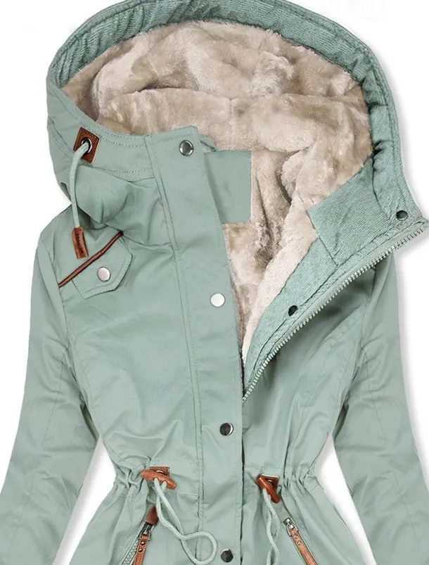 Women's Winter Jacket Parka Warm Zipper Buttons Fleece Lined Casual Street Style Plain Street Casual Daily Casual Daily Zipper Regular Hoodie Regular Fit Long Sleeve Outerwear Black Green Dark Blue