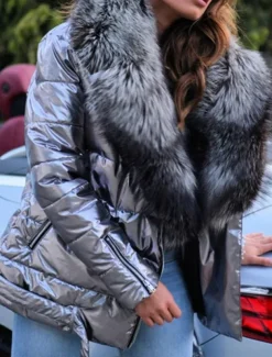 Women's Winter Jacket Puffer Jacket Casual Daily Winter Regular Coat Turtleneck Loose Fit Warm Casual Jacket Long Sleeve Solid Colored Fur Trim Silver Gray Black