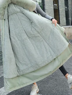 Women's Winter Jacket Winter Coat Coat Parka Outdoor Street Daily Winter Fall Long Coat Regular Fit Adjustable Windproof Warm Breathable Streetwear Embroidery Casual Jacket Long Sleeve Solid Color