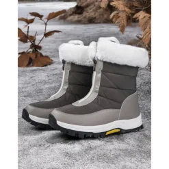 Women's Winter Snow Boots with Faux Fur Lining – Waterproof, Insulated, and Rugged Sole for Cold Weather Outdoor Activities