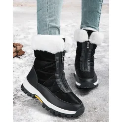 Women's Winter Snow Boots with Faux Fur Lining – Waterproof, Insulated, and Rugged Sole for Cold Weather Outdoor Activities