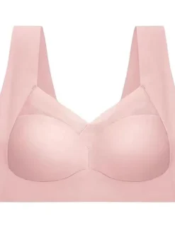 Women's Wireless Bras Fixed Straps Full Coverage V Neck Breathable Pure Color Pull-On Closure Casual Daily Nylon 1PC Black Pink / Bras & Bralettes / 1 PC Home Outfits