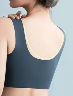 Women's Wireless Bras Fixed Straps Full Coverage V Neck Breathable Pure Color Pull-On Closure Casual Daily Nylon 1PC Black Pink / Bras & Bralettes / 1 PC Home Outfits