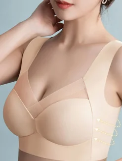 Women's Wireless Bras Fixed Straps Full Coverage V Neck Breathable Pure Color Pull-On Closure Casual Daily Nylon 1PC Black Pink / Bras & Bralettes / 1 PC Home Outfits