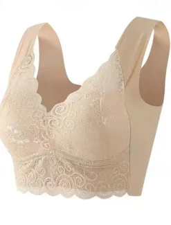 Women's Wireless Bras Padded Bras Full Coverage V Neck Breathable Push Up Lace Pure Color Pull-On Closure Date Casual Daily Nylon Sexy 1PC Black Blue / Bras & Bralettes / 1 PC Home Outfits