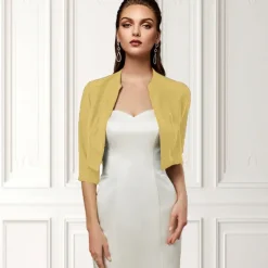 Women's Wrap Bolero Shrug Mother's Wraps Basic Coats / Jackets Elegant 3/4 Length Sleeve Chiffon Wedding Guest Wraps With Pure Color For Party Evening Spring & Summer dress to impress