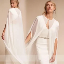 Women's Wrap Bridal's Wraps Elegant Pure Sleeveless Chiffon Wedding Wraps With Pure Color For Wedding Summer