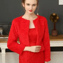 Women's Wrap Elegant Keep Warm Long Sleeve Faux Fur Wedding Wraps With Feathers / Fur For Wedding Fall