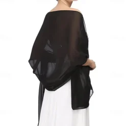 Women's Wrap Elegant Sleeveless Chiffon Wedding Wraps With Pure Color For Party Spring & Summer