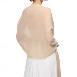 Women's Wrap Elegant Sleeveless Chiffon Wedding Wraps With Pure Color For Party Spring & Summer