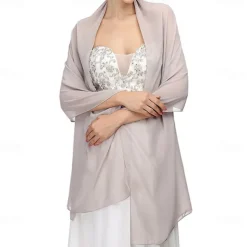Women's Wrap Elegant Sleeveless Chiffon Wedding Wraps With Pure Color For Party Spring & Summer