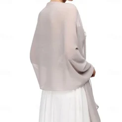 Women's Wrap Elegant Sleeveless Chiffon Wedding Wraps With Pure Color For Party Spring & Summer