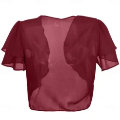 Women's Wrap Elegant Sun Protection Short Sleeve Chiffon Wedding Wraps With Pure Color For Wedding Summer