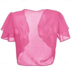 Women's Wrap Elegant Sun Protection Short Sleeve Chiffon Wedding Wraps With Pure Color For Wedding Summer