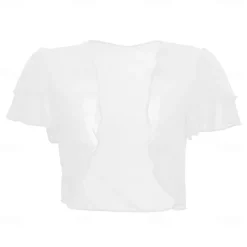 Women's Wrap Elegant Sun Protection Short Sleeve Chiffon Wedding Wraps With Pure Color For Wedding Summer