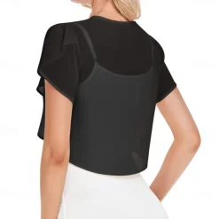 Women's Wrap Elegant Sun Protection Short Sleeve Chiffon Wedding Wraps With Pure Color For Wedding Summer