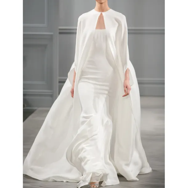 Women's Wrap Voiles & Sheers Elegant & Luxurious Romantic Sleeveless Chiffon Wedding Wraps With Pure Color For Formal Spring & Summer dress to impress