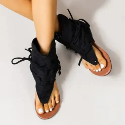 Women's Yellow Suede Lace-Up Gladiator Sandals with Perforated Design, Ideal for Summer Outings and Beach Vacations