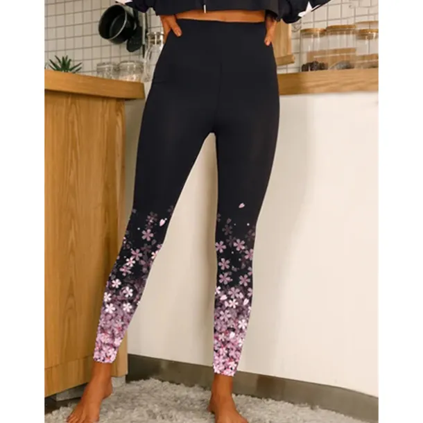 Women's Yoga Leggings Tummy Control Butt Lift High Waist Yoga Fitness Gym Workout Tights Leggings Floral 1# 2# 8# Spandex Fall Sports Activewear Stretchy Skinny