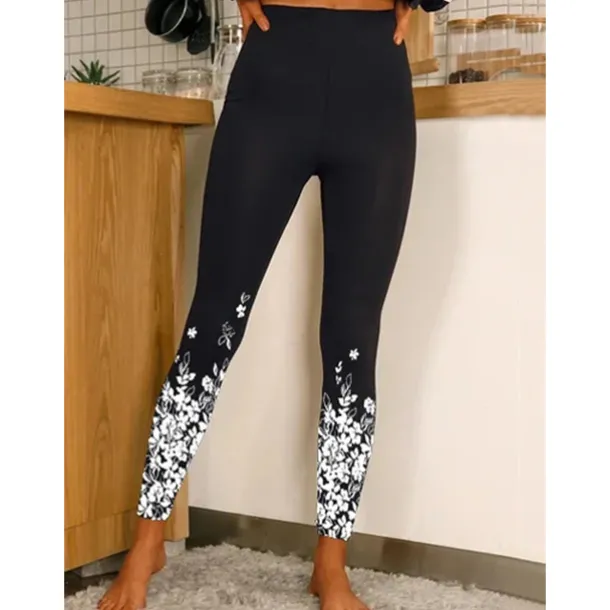 Women's Yoga Leggings Tummy Control Butt Lift High Waist Yoga Fitness Gym Workout Tights Leggings Floral 1# 2# 8# Spandex Fall Sports Activewear Stretchy Skinny