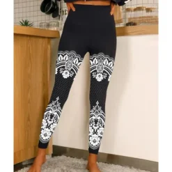Women's Yoga Leggings Tummy Control Butt Lift High Waist Yoga Fitness Gym Workout Tights Leggings Floral 1# 2# 8# Spandex Fall Sports Activewear Stretchy Skinny