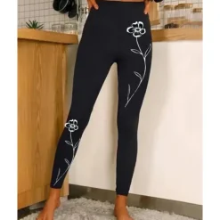 Women's Yoga Leggings Tummy Control Butt Lift High Waist Yoga Fitness Gym Workout Tights Leggings Floral 1# 2# 8# Spandex Fall Sports Activewear Stretchy Skinny