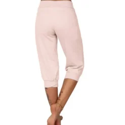 Women's Yoga Pants Drawstring Cropped with Pockets Tummy Control High Waist Yoga Gym Workout Running Capri Pants Bottoms Dark Grey Navy Apricot Cotton Linen Fall Sports Activewear High Elasticity