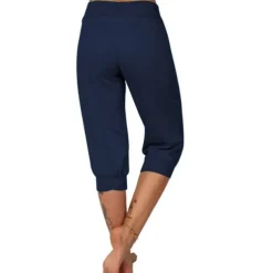 Women's Yoga Pants Drawstring Cropped with Pockets Tummy Control High Waist Yoga Gym Workout Running Capri Pants Bottoms Dark Grey Navy Apricot Cotton Linen Fall Sports Activewear High Elasticity