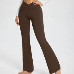 Women's Yoga Pants Side Pockets Wide Leg High Waist Yoga Fitness Gym Workout Bottoms Dark Grey Black White Spandex Fall Sports Activewear Stretchy