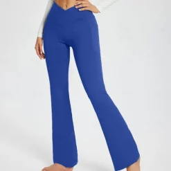 Women's Yoga Pants Side Pockets Wide Leg High Waist Yoga Fitness Gym Workout Bottoms Dark Grey Black White Spandex Fall Sports Activewear Stretchy