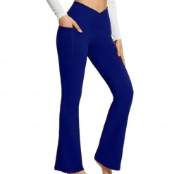 Women's Yoga Pants Side Pockets Wide Leg High Waist Yoga Fitness Gym Workout Bottoms Dark Grey Black White Spandex Fall Sports Activewear Stretchy