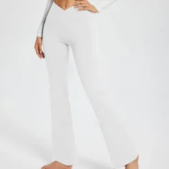 Women's Yoga Pants Side Pockets Wide Leg High Waist Yoga Fitness Gym Workout Bottoms Dark Grey Black White Spandex Fall Sports Activewear Stretchy