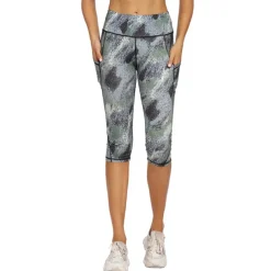 Women's Yoga Pants Side Pockets Tummy Control Butt Lift High Waist Yoga Fitness Gym Workout Tights Capri Leggings Bottoms Blue Spandex Fall Winter Sports Activewear High Elasticity