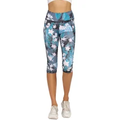 Women's Yoga Pants Side Pockets Tummy Control Butt Lift High Waist Yoga Fitness Gym Workout Tights Capri Leggings Bottoms Blue Spandex Fall Winter Sports Activewear High Elasticity