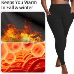 Women's Yoga Pants Yoga Leggings Fleece Lined Leggings with Phone Pocket High Waist Yoga Gym Workout Pilates Tights Dark Grey Black Burgundy Fleece Spandex Fall Winter Plus Size Sports Activewear