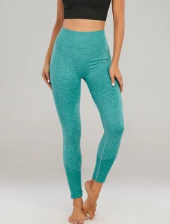 Women's Yoga Pants Yoga Leggings High Waist Yoga Gym Workout Pilates Tights Black Yellow Navy Blue Fall Sports Activewear Stretchy Slim