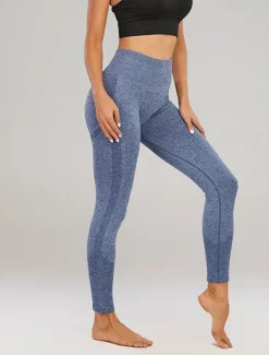 Women's Yoga Pants Yoga Leggings High Waist Yoga Gym Workout Pilates Tights Black Yellow Navy Blue Fall Sports Activewear Stretchy Slim