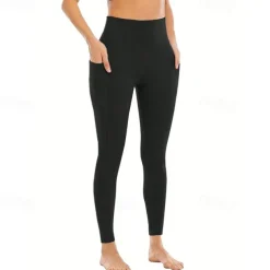 Women's Yoga Pants Yoga Leggings Pocket High Waist Yoga Gym Workout Pilates Tights Black Pink Light Blue Spandex Fall Sports Activewear Stretchy Slim