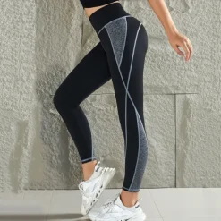Women's Yoga Pants Yoga Leggings Patchwork High Waist Yoga Gym Workout Pilates Tights Color Block Black Fall Sports Activewear Stretchy Slim