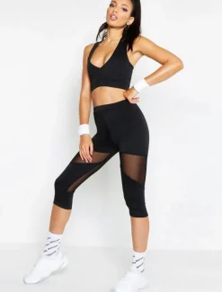 Women's Yoga Pants Yoga Leggings Patchwork Tummy Control Butt Lift High Waist Yoga Gym Workout Pilates Cropped Leggings Tights Fashion Black Fall Sports Activewear Stretchy Slim