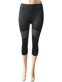 Women's Yoga Pants Yoga Leggings Patchwork Tummy Control Butt Lift High Waist Yoga Gym Workout Pilates Cropped Leggings Tights Fashion Black Fall Sports Activewear Stretchy Slim