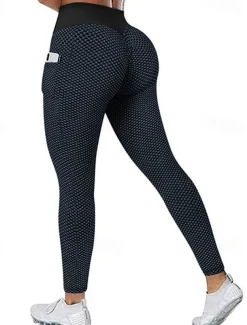 Women's Yoga Pants Yoga Leggings Pocket Basic Tummy Control Butt Lift High Waist Yoga Gym Workout Pilates Cropped Leggings Tights Fashion Black Blue Fuchsia Fall Winter Sports Activewear Stretchy Slim